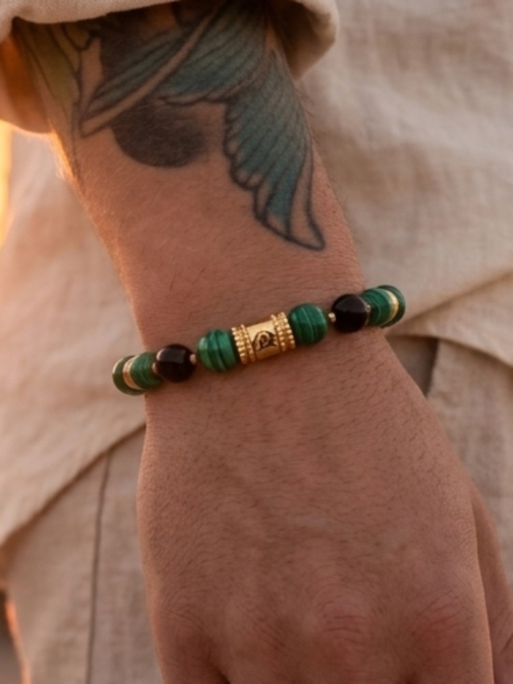 Altius Malachite & Golden Sheen Obsidian Bracelet 7.5"